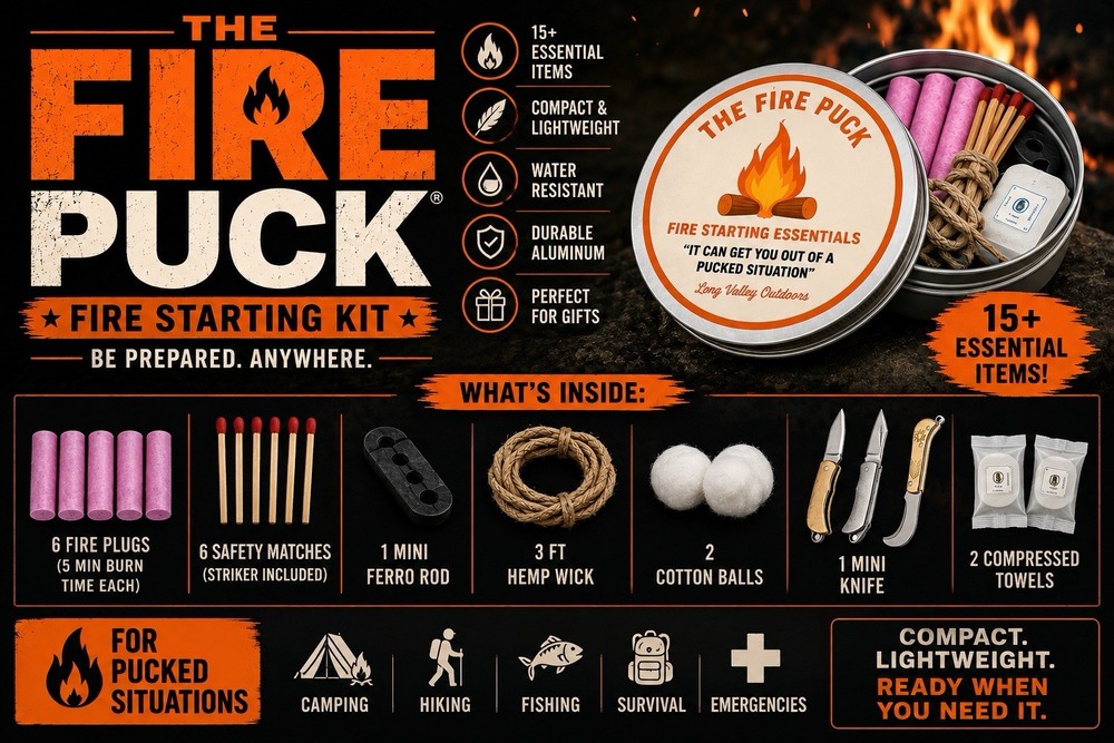 The Fire Puck – Emergency Fire Starting Kit – Pocket Sized Survival Kit – Camp