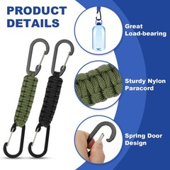 Paracord Keychain Paracord Lanyard Key Chain – (2 Pack, Black/Navy Green)