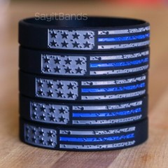 Worn Distressed USA Flag Thin Blue line Wristband Set – Police Bracelet Lot