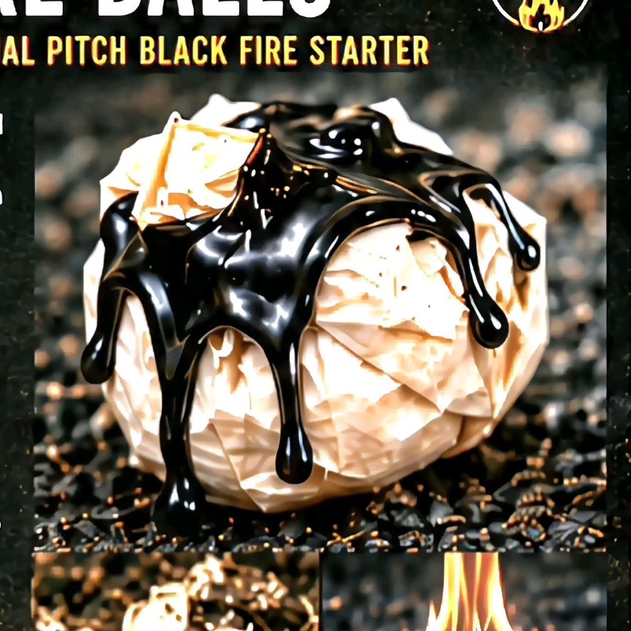 Pitch Black Fire Co. Fire Balls Fire Starter 4 Pack Water Resistant Camping