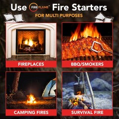 Waterproof Fire Starter Packets – 100 Odorless, Non-Toxic Pouches for Camping, B