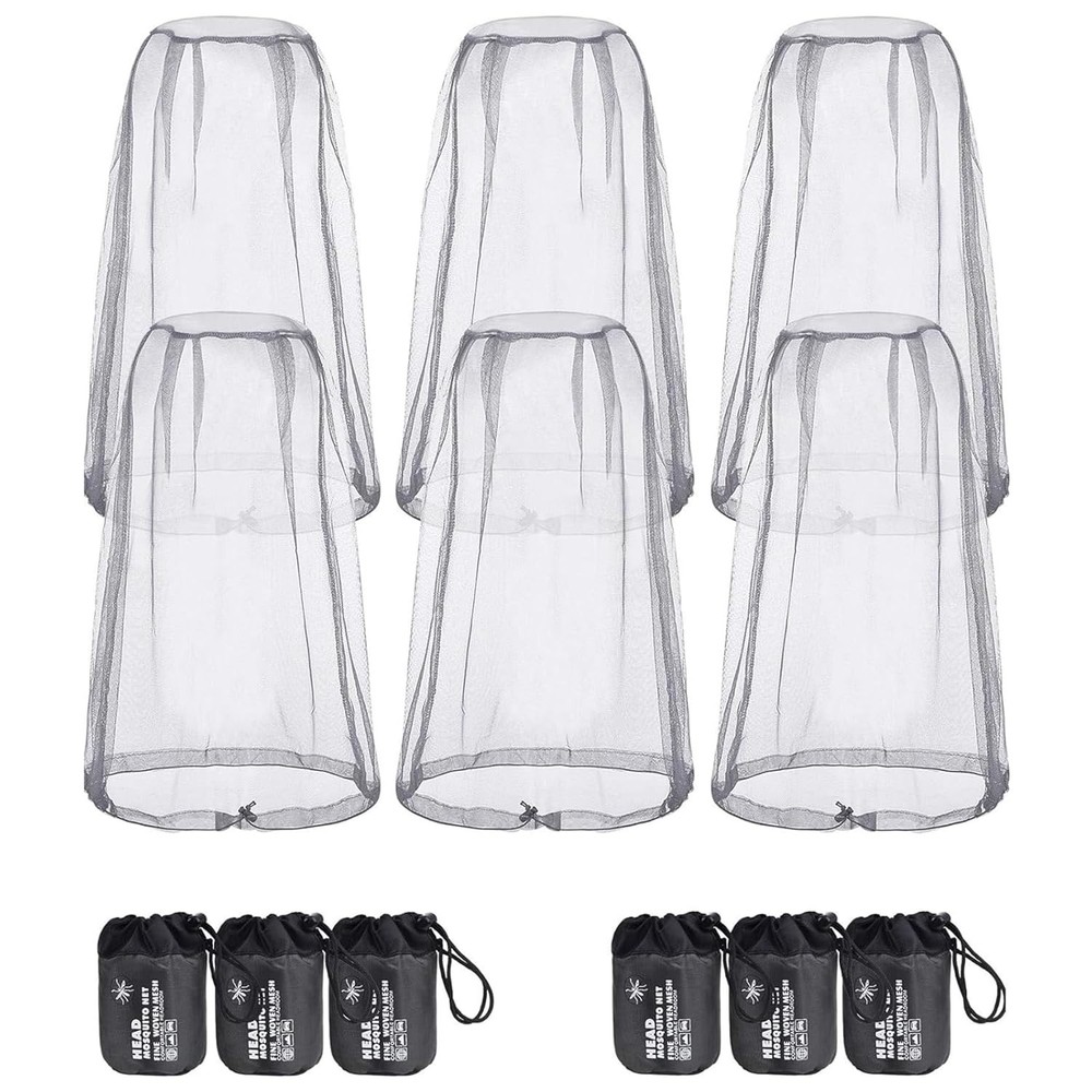 Mosquito Head Net 6 Pack Mesh Bug Face Netting for Hiking Outdoors