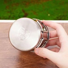 Stainless Steel Folding Handle Cup Portable Carabiner Cup Outdoor Supplies