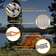 Hikemax Ultralight Titanium Tent Stakes 6 Pack – V-Shaped Pegs 6
