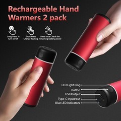 Hand Warmer Pocket Warmer Electric 2x 5000mAh USB Portable 3 Heating Modes B1084