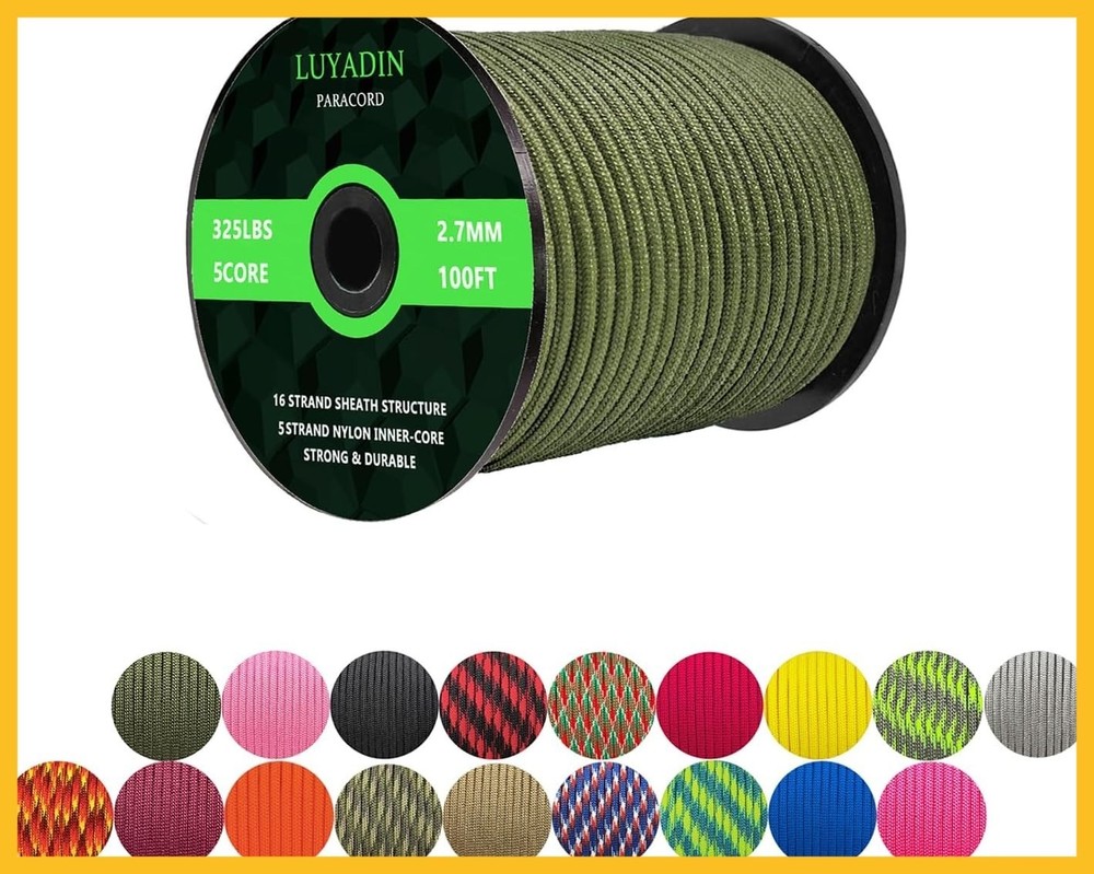 Paracord Parachute Cord 325lb 2.7mm 7/64″ Nylon 5 Strand Spool 100ft 200ft