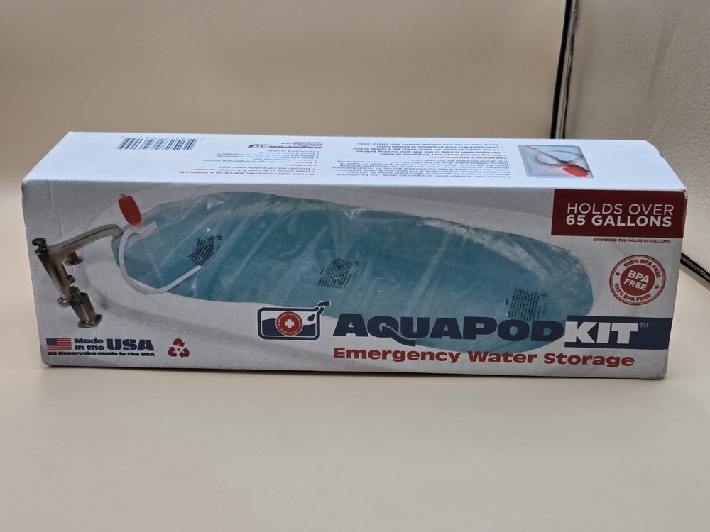 AquaPodKit Made in USA – Emergency Bathtub Water Storage Bladder 65-100 New!