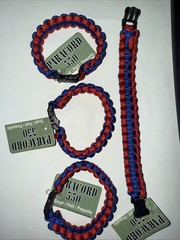(3) Paracord Bracelet 550 Two-Tone Blue Red Survival Tactical 3/8″ Buckle NEW
