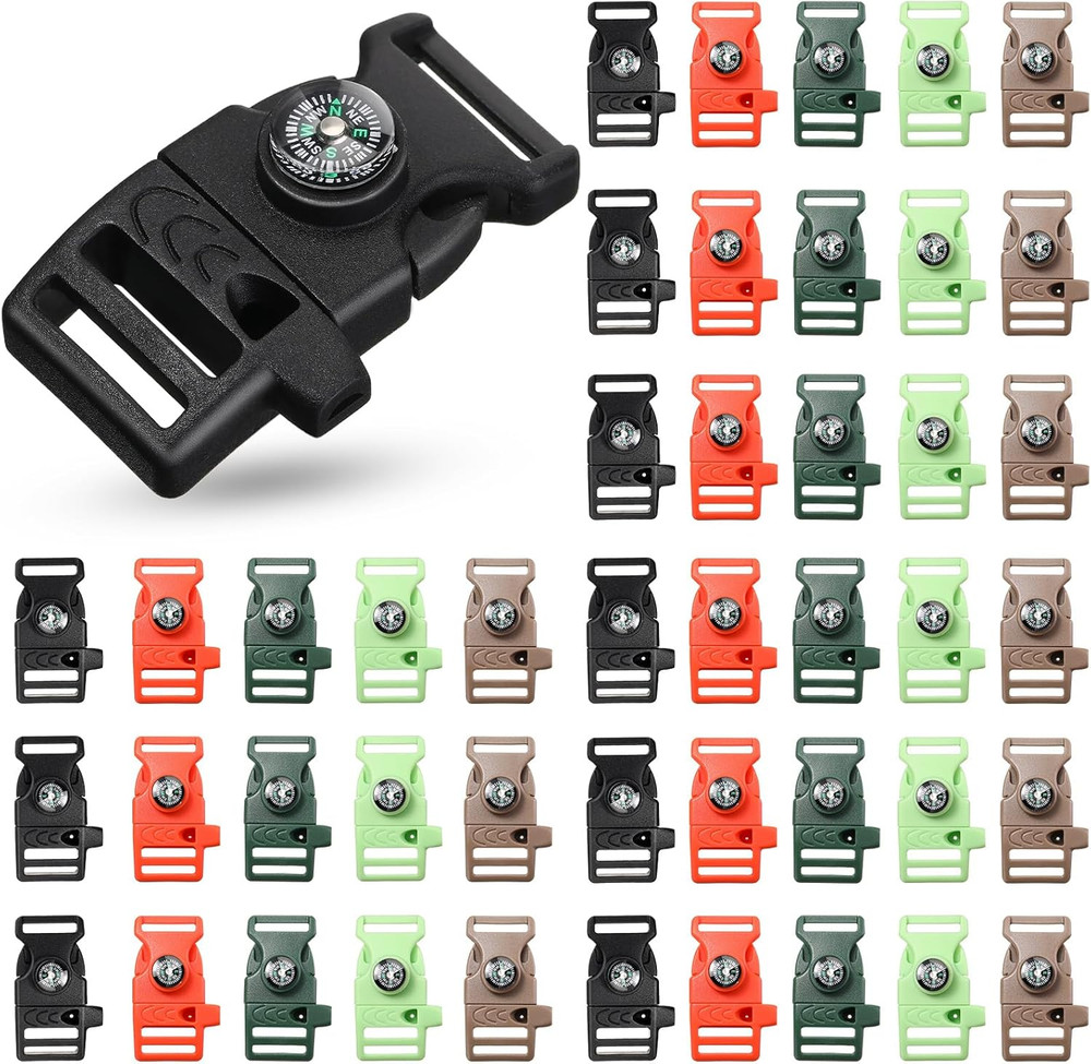 50 Pcs Compass Buckle Clips Plastic Paracord Buckles Bracelets Accessories for C