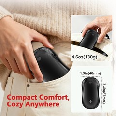 2 Pack Hand Warmers Rechargeable Electric Portable 2 in 1 Black