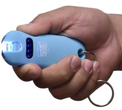 Stun Gun Smart Defense Women Flashlight Blue QUICK RELEASE KEYRING