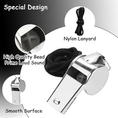 100 Pcs Loud Stainless Steel Whistles with Lanyards – Sports, Coaching, Referee
