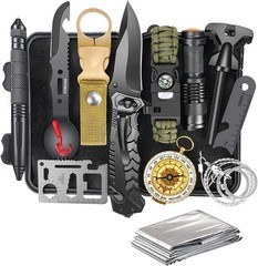 Camping Fishing Survival Kit 14 in 1 Emergency Tools Gifts for Men Dads Him