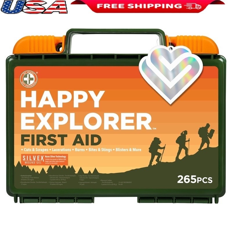 265 Piece Outdoor First Aid Kit Camping Hiking Travel Silvex Wound Gel New