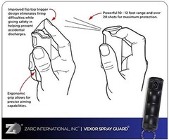 Vexor Police Strength Pepper Spray, Flip-Top Finger Grip, 20+ Shots, 10 Teal