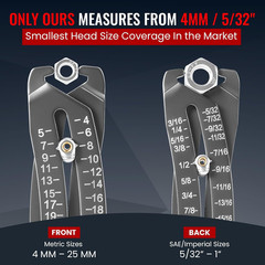 UNKENBO® Gen2 Bolt Size Finder Tool Keychain – Gauge Bolts & Nuts Head SAE 5/32