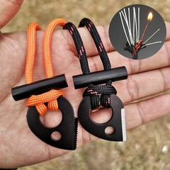 2Pcs Fire Starter Necklace Survival Gear Flint Steel Striker Kit Paracord Sur…