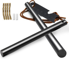 2-Pack Ferro Rod Fire Starter Kit w/6-in-1 Tool & Tinder – Survival Camping