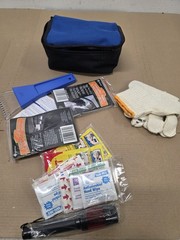 Roadside Emergency Survival Kit FirstAid, Handwarm, Flashlight, Blanket, Candles