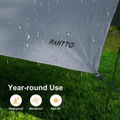 Camping Tarp with Poles, 16×12 Ft Canopy, Extra Large, Gray