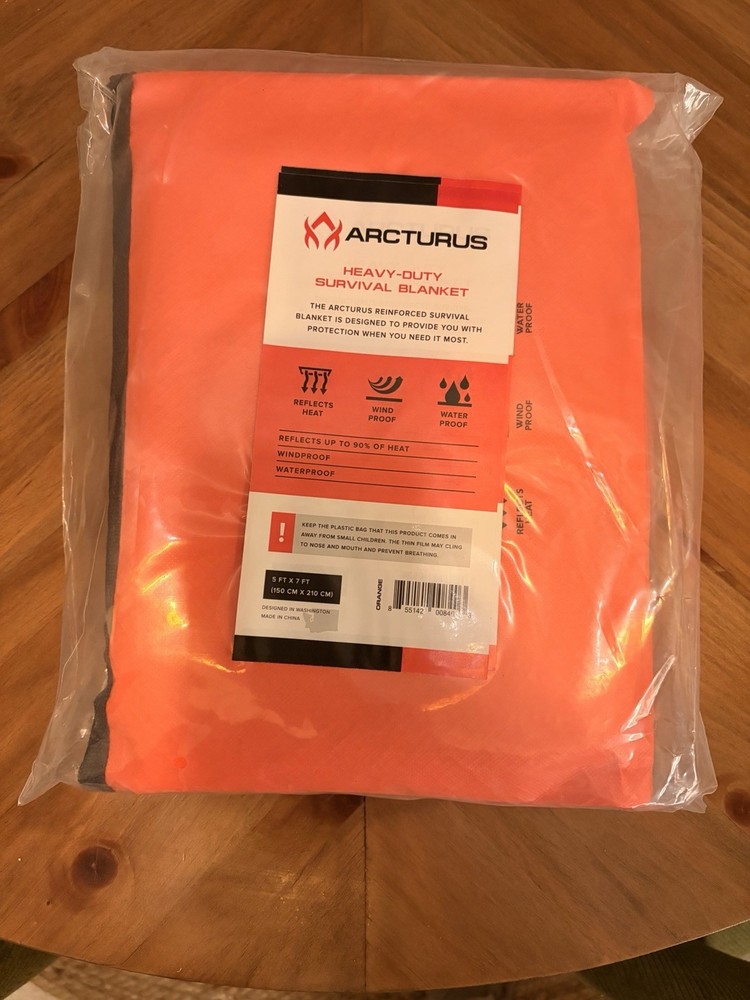ARCTURUS OUTDOOR SURVIVAL BLANKET/TARP/PONCHO 60″ X 82″ – Hi-Viz Orange