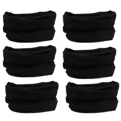 6pcs Magic Headband Face Mask Head Wrap Elastic Bandana 50*25cm, Black