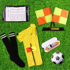 Soccer Referee Kit – Complete 2 Pcs Referee Flag Set with Checkered Flag, Red…