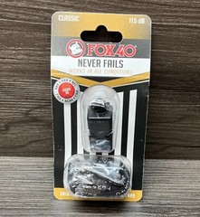 Fox 40 Classic Official Referee Coach WHISTLE Black115 dB Lanyard