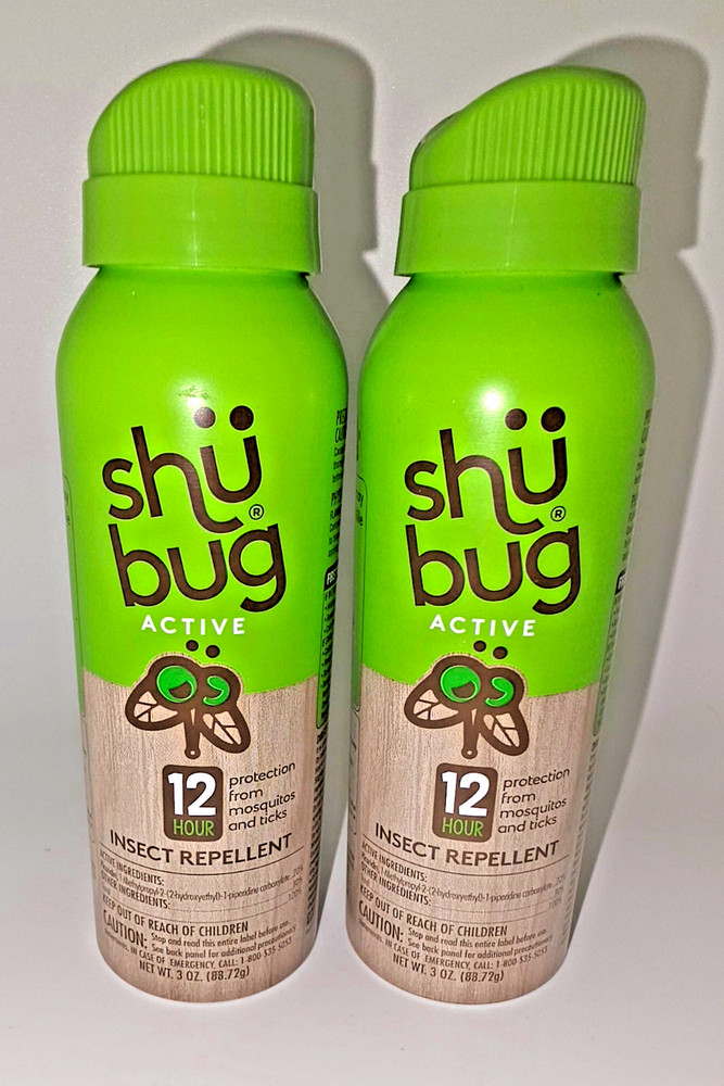 Shubug Active Insect Repellent Spray 2 Pack 3 oz Ea Lasts 12 Hrs Mosquito & Tick