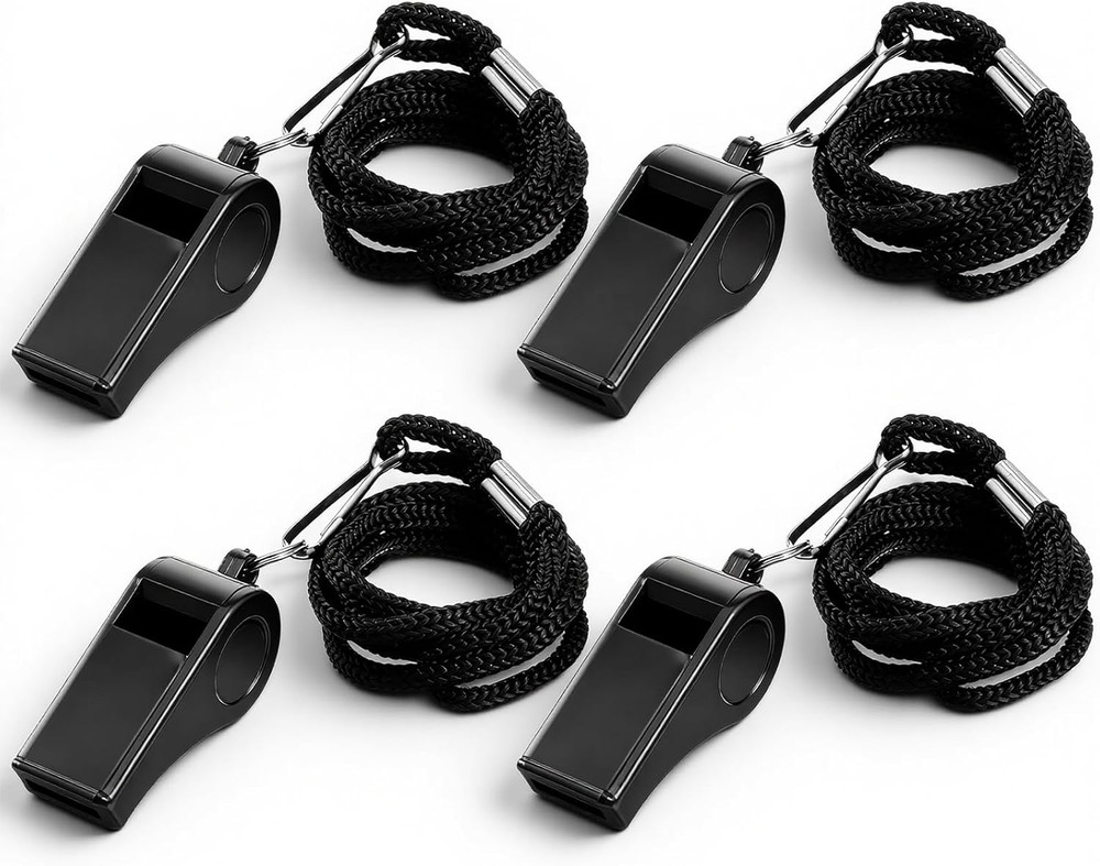 4 Packs Whistle with Lanyard, Whistle for Coaches, Plastic Sports Whistles with