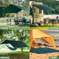 JAICOM Waterproof Camping Tarp – 10X10ft Hammock Rain Fly, 10X10ft, Green