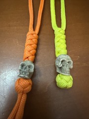 2pk Paracord Combo Knife Lanyard Neon Yellow & orange with Skull