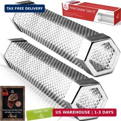 LIZZQ Premium Pellet Smoker Tube 12″ (Set of 2) – 5 Hours of Billowing Smoke, Ho
