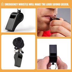 10Pcs Durable Black Plastic Safety Whistles for Kids Outdoor Sports and Travel