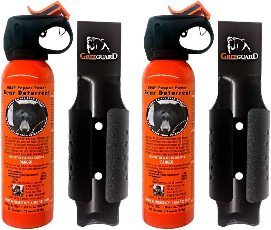 Lot of 2 UDAP Pepper Power Bear Spray w/ Holster 12VHP