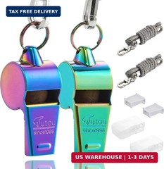 HUTOU Whistle Stainless Steel Coach Sports Whistle with Lanyard, Loud Crisp Soun