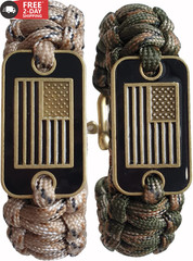 VAYOBOO Paracord Bracelet – Tactical Survival Bracelet for Men with Bronze USA F