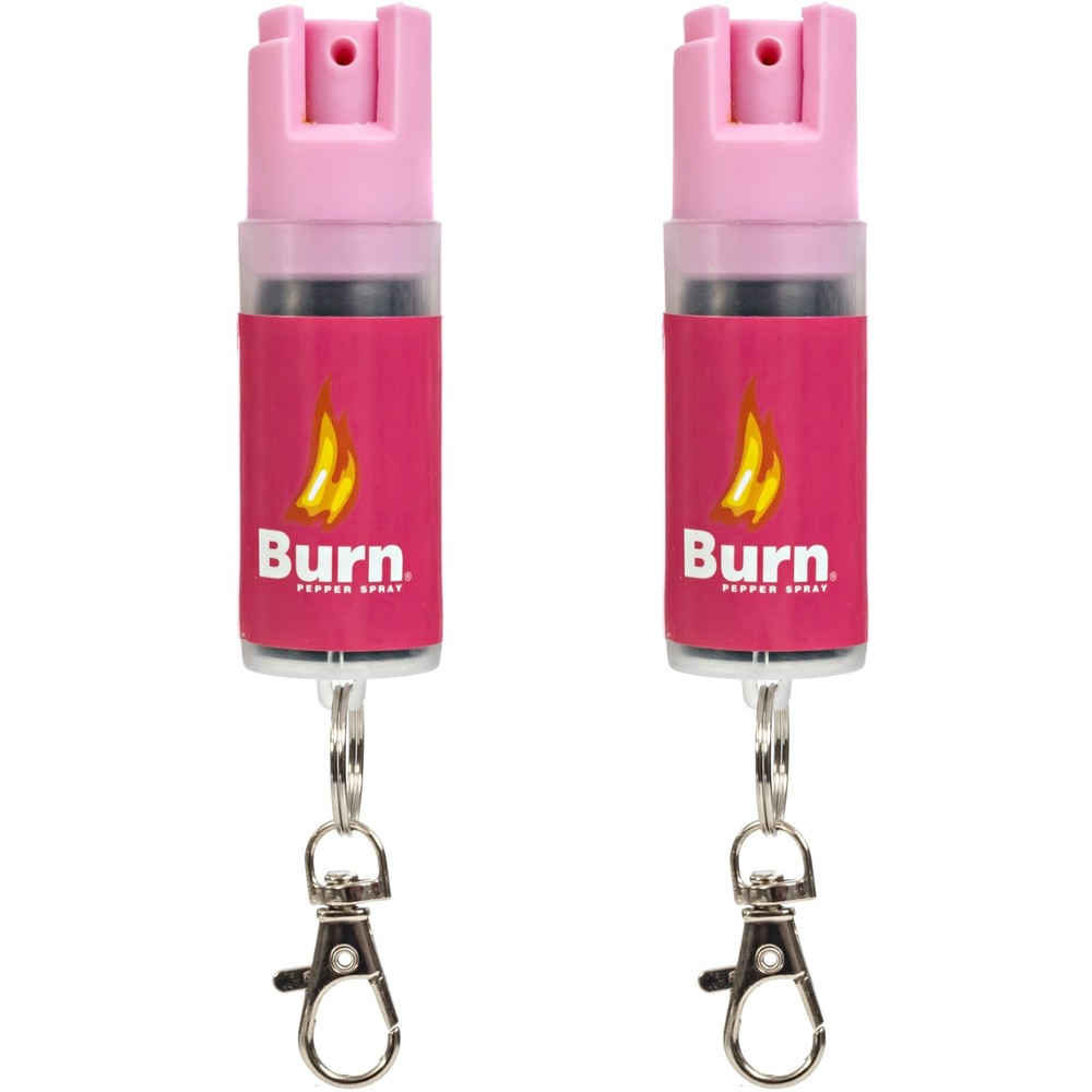 2 Pack Burn Pepper Spray 1/2oz Self Defense Security Keychain Pink