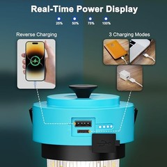 Rechargeable Camping Lantern, USB-C Dimmable Warm Light, IPX4 Turquoise Blue