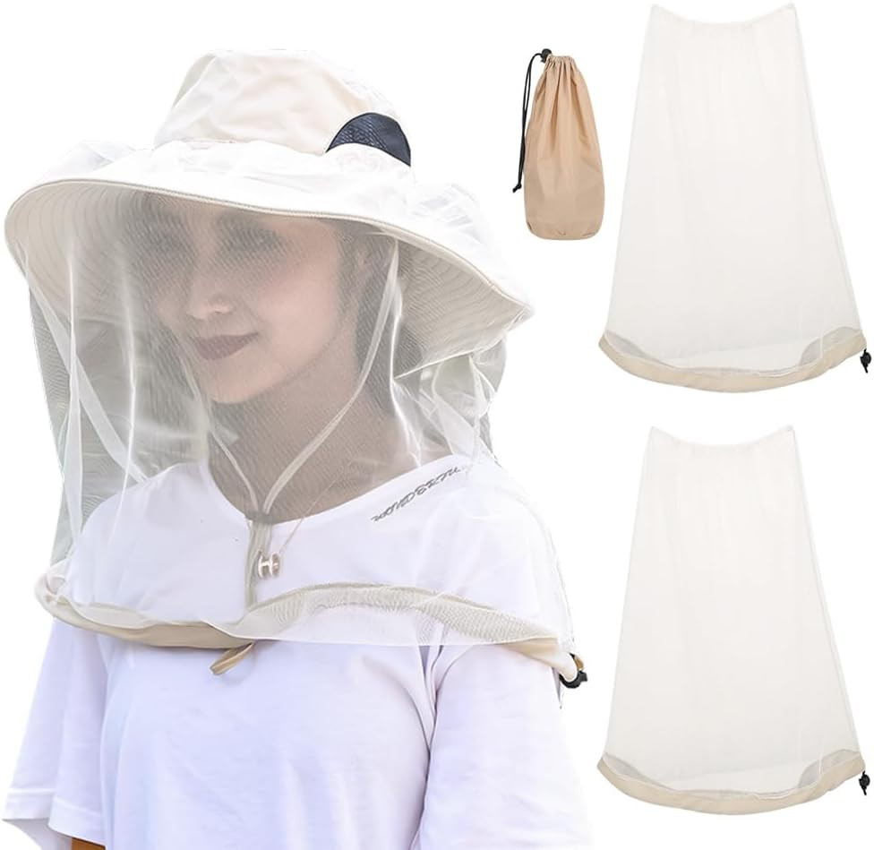 2 Pack Premium Mosquito Head Net for Insect & Fly Protection, Extra-Fine Holes B