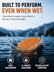 Papa Joe’s 100% Waterproof Fire Starter (15 Disc) Up to 60 Fires | 8-10 Minute