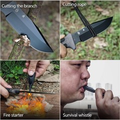 HX Outdoors Extra Sharp Bushcraft Knife With Fire Starter Premium D2 Steel