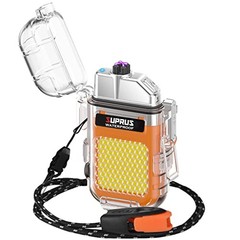 Waterproof 3 Modes of Flashlight Windproof Lighter Dual Arc Electric Orange