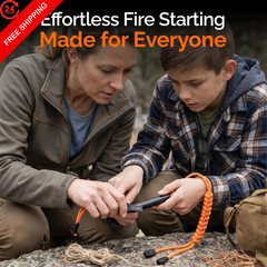 STAYPREPPED 4 Inch Survival Ferrocerium Drilled Flint Waterproof High orange