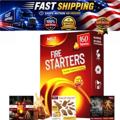 Fire Starter Squares 160 Pack Wax Sawdust Odorless Camping Grill