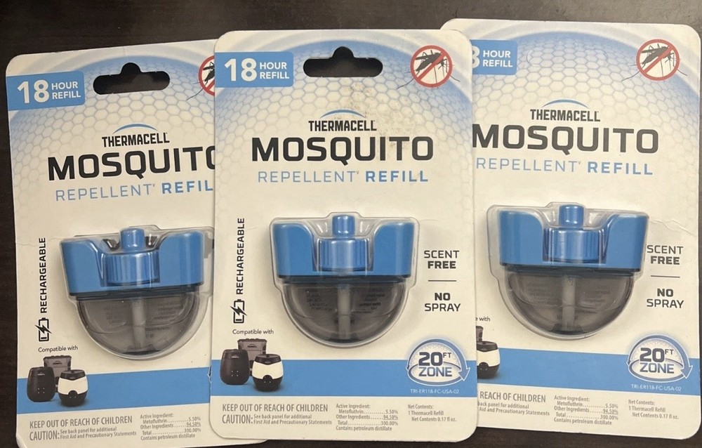 3 x LOT Thermacell Mosquito Repellent Refills 18 Hours ER118 Pack Cartridges