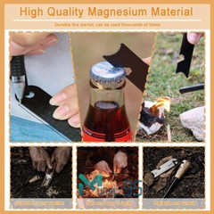 Waterproof Ferrocerium Rod Fire Starter w/ Handle + Steel Scraper Flint Striker