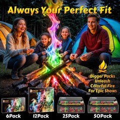 HGD (6 Pack) Magic Campfire Fire Color Changing Packets for Fire Pit, Indoor/Out