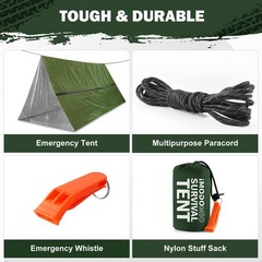 Life Emergency Shelter Survival Tent – 2 Person Space Blanket 2 Pack, Green