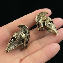 Retro Brass mighty helmet beads keychain DIY accessories paracord beads